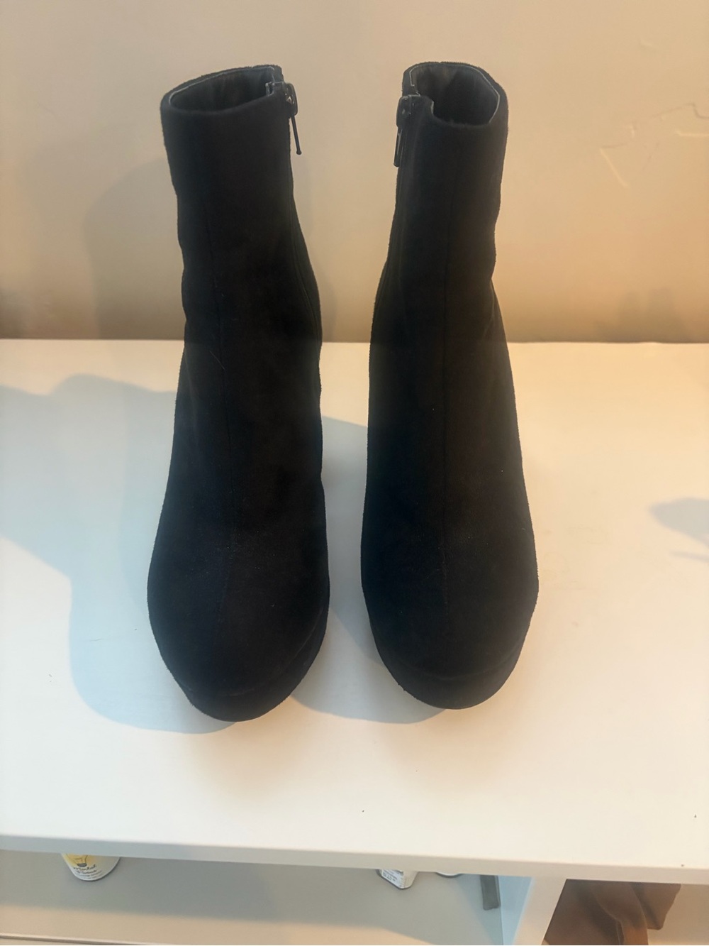 Lulu's Black Suede Platform Ankle Booties with Block Heel - Picture 5 of 6